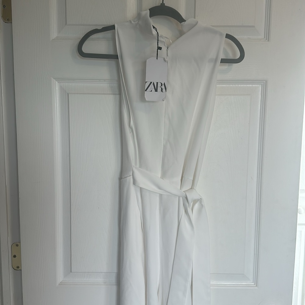NWT ZARA White Wrap Cowl neck sleeveless Jumpsuit size Medium - Picture 8 of 8
